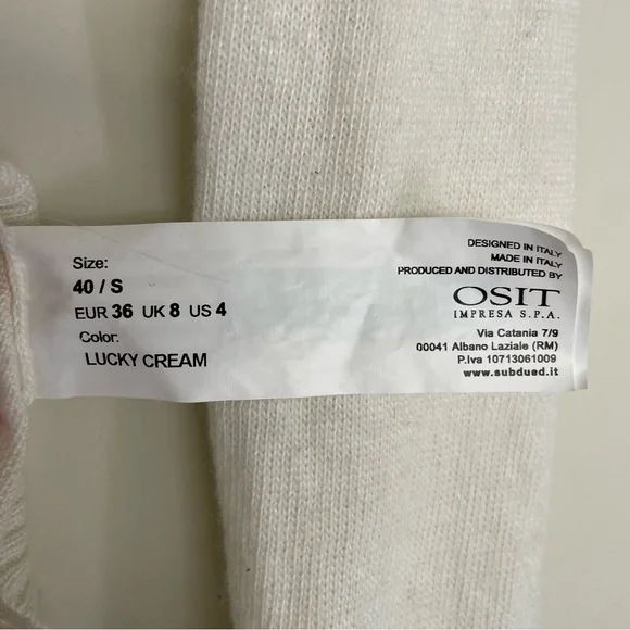 Subdued Made in Italy Rainbow Cream Long Sleeve Crew Neck Sweater Womens Size S - Picture 5 of 7